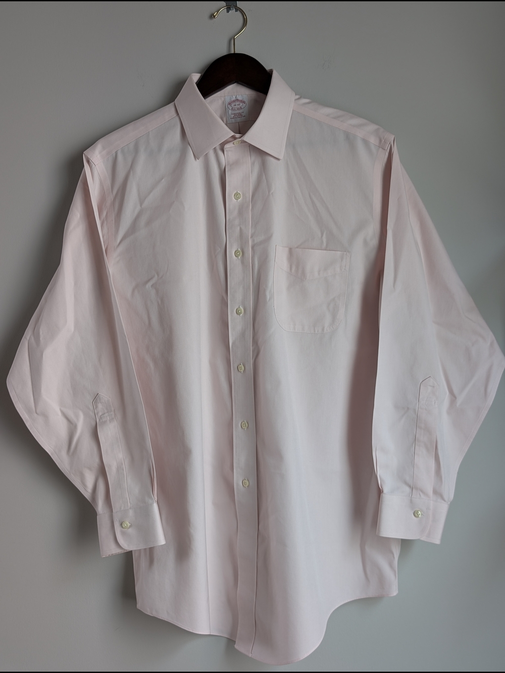 Brooks Brothers Men's Dress Shirt 16-32 Traditional Fit Pink Non-Iron Cotton